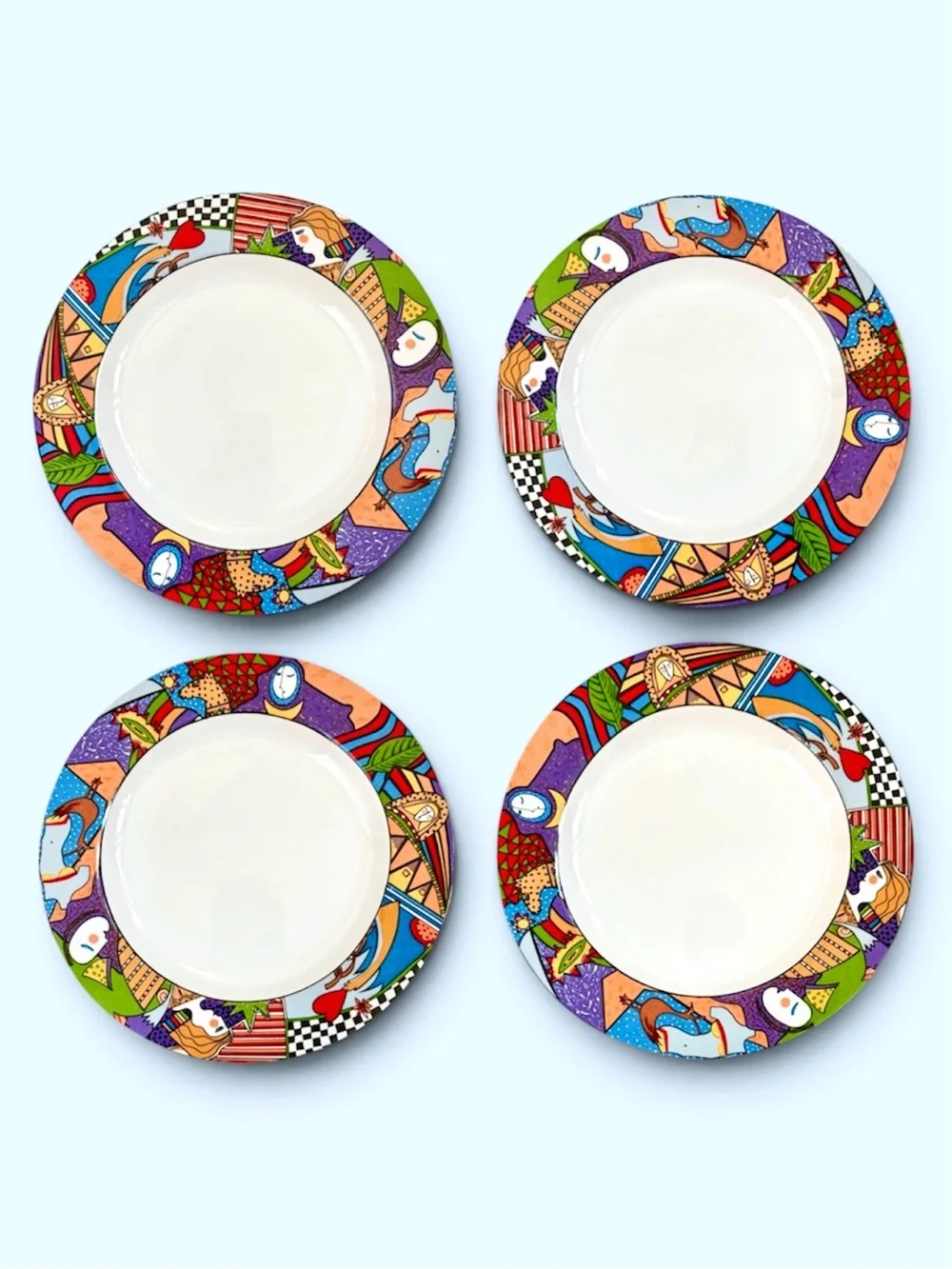 Set of 4: 80s 90s Vitromaster Metropolitan Lunch Plate Memphis Style Postmodern